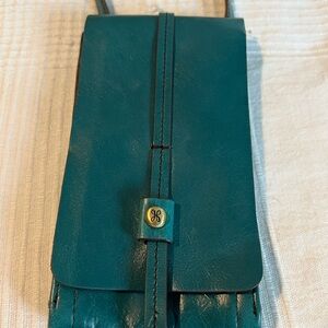 HOBO Teal Leather Crossbody with Button Accent